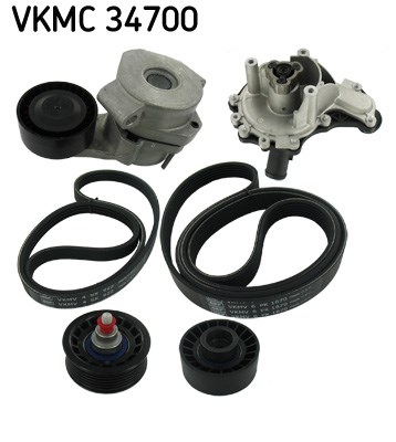 Water Pump + V-Ribbed Belt Set skf VKMC34700