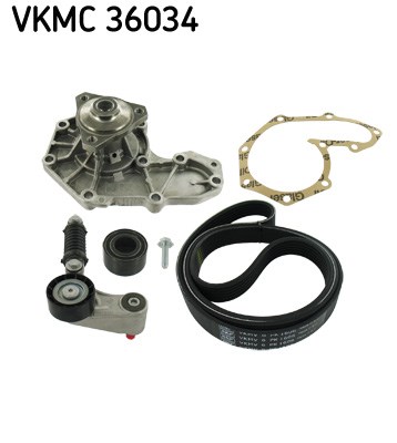Water Pump + V-Ribbed Belt Set skf VKMC36034