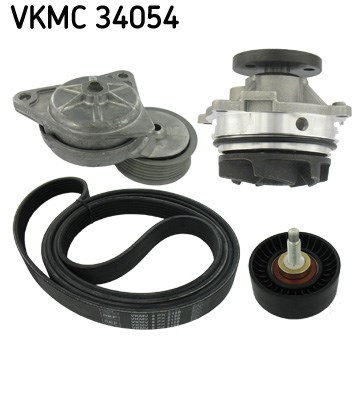 Water Pump + V-Ribbed Belt Set skf VKMC34054
