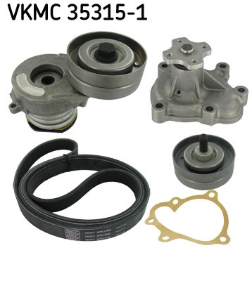 Water Pump + V-Ribbed Belt Set skf VKMC353151