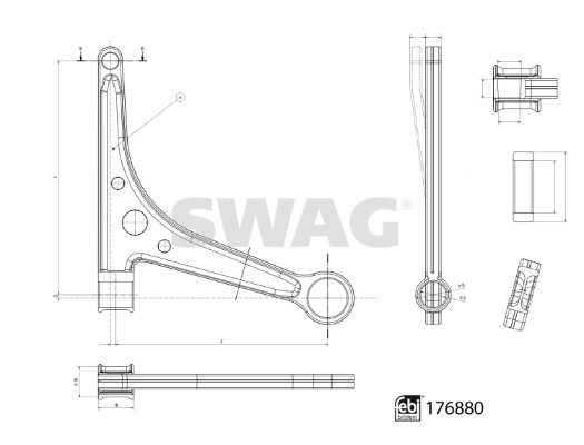 Control/Trailing Arm, wheel suspension SWAG 33103784 2