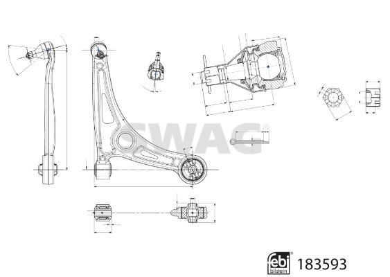 Control/Trailing Arm, wheel suspension SWAG 33109060