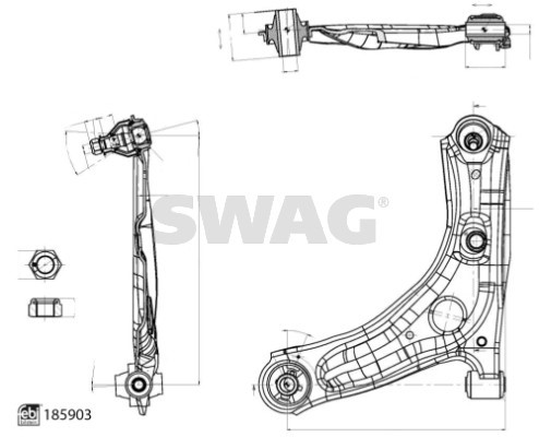 Control/Trailing Arm, wheel suspension SWAG 33110144