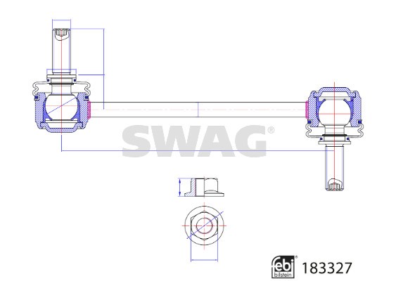 Link/Coupling Rod, stabiliser bar SWAG 33108916