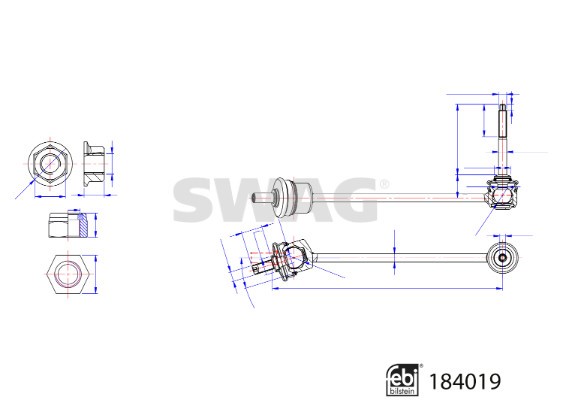 Link/Coupling Rod, stabiliser bar SWAG 33109248