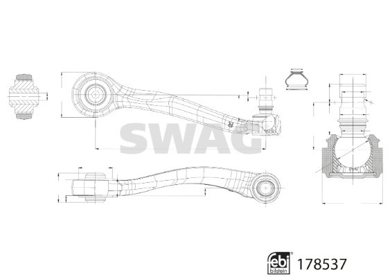 Control/Trailing Arm, wheel suspension SWAG 33104577 2