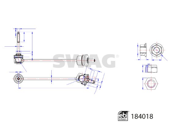 Link/Coupling Rod, stabiliser bar SWAG 33109245