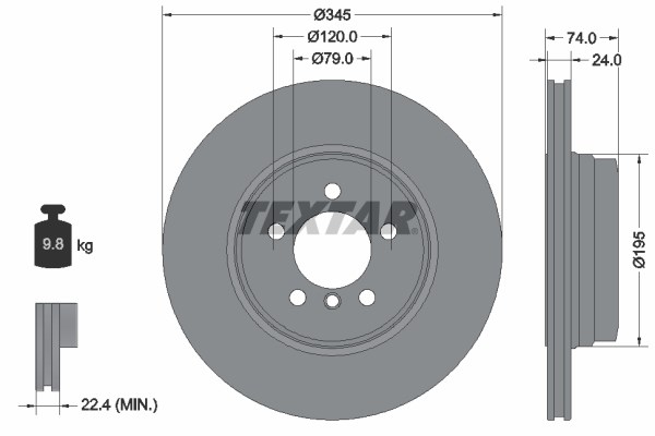 Brake Disc TEXTAR 92155005