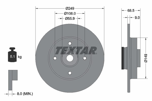 Brake Disc TEXTAR 92133300