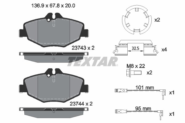 Brake Pad Set, disc brake TEXTAR 2374303