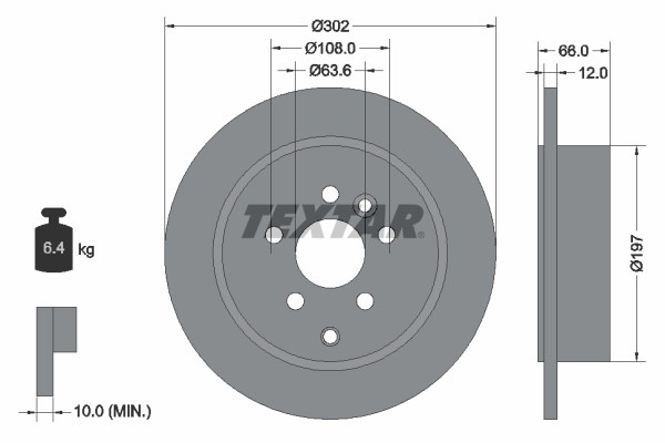 Brake Disc TEXTAR 92162703