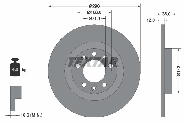 Brake Disc TEXTAR 92267303