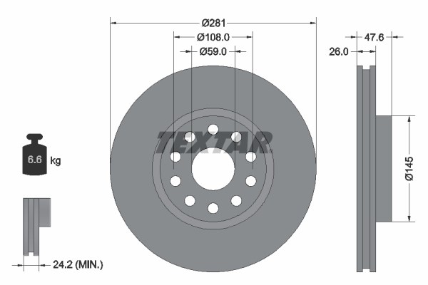 Brake Disc TEXTAR 92093900