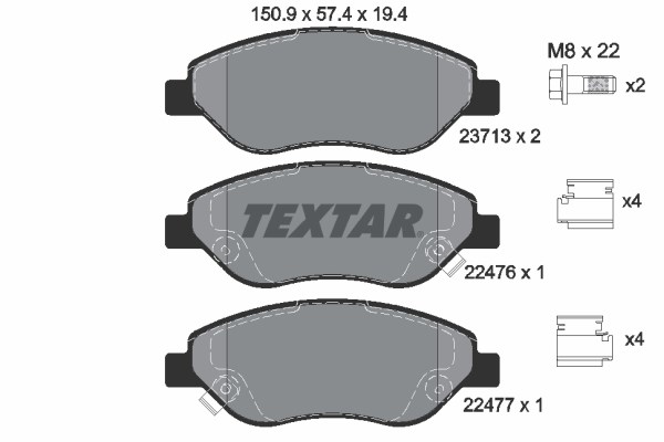 Brake Pad Set, disc brake TEXTAR 2247601