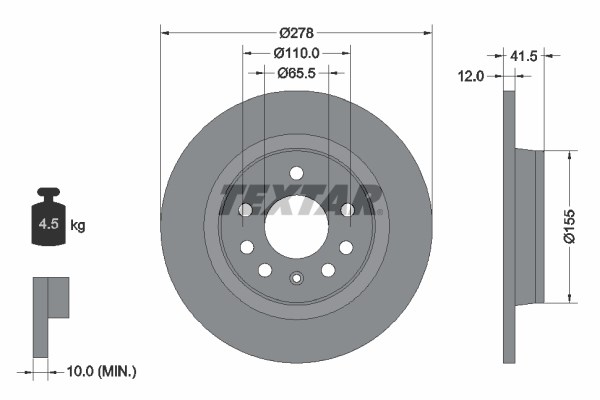 Brake Disc TEXTAR 92118503