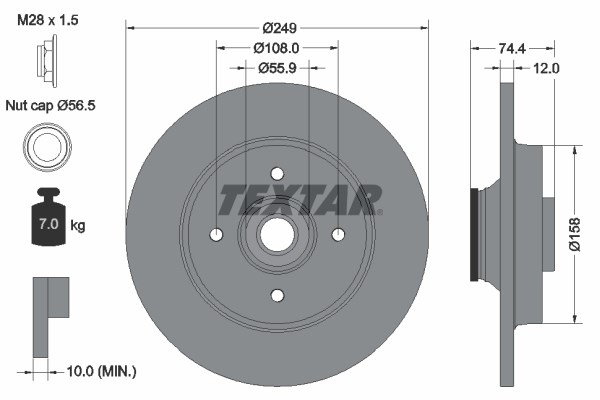 Brake Disc TEXTAR 92168700