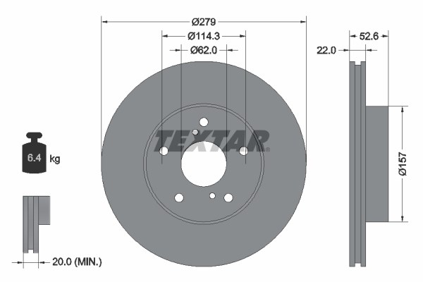 Brake Disc TEXTAR 92080900