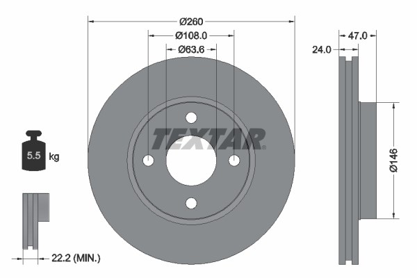 Brake Disc TEXTAR 92063503