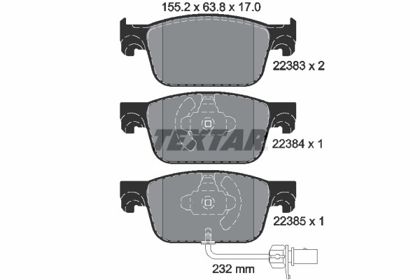 Brake Pad Set, disc brake TEXTAR 2238301