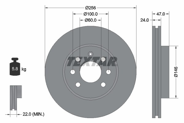 Brake Disc TEXTAR 92102600
