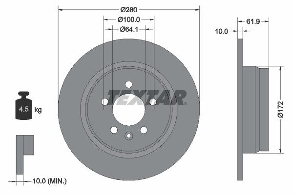 Brake Disc TEXTAR 92103500