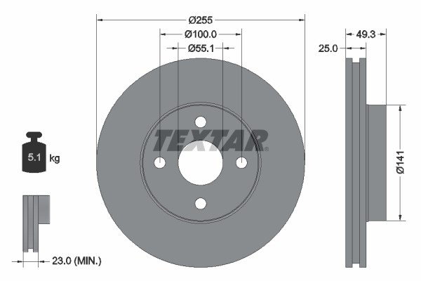 Brake Disc TEXTAR 92125803
