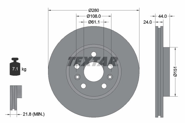 Brake Disc TEXTAR 92196803