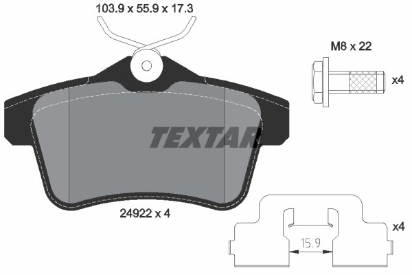 Brake Pad Set, disc brake TEXTAR 2492201