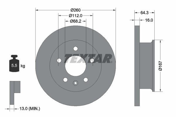 Brake Disc TEXTAR 92055900