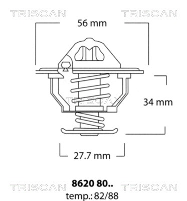 Thermostat, coolant TRISCAN 86208088