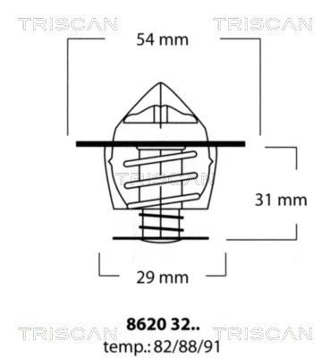 Thermostat, coolant TRISCAN 86203288