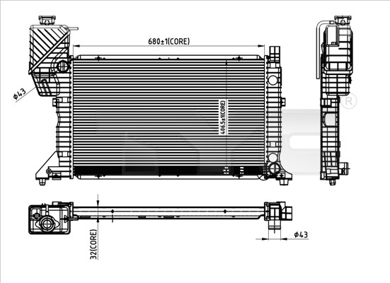 Radiator, engine cooling TYC 721-0007