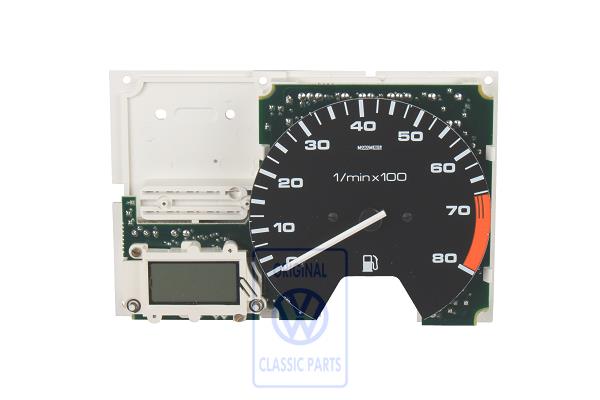 Multi-function indicator with rev.counter and electr.control unit (printed circuit) with plate for oil pressure-, water temperature and water level control AUDI / VOLKSWAGEN 193919044J