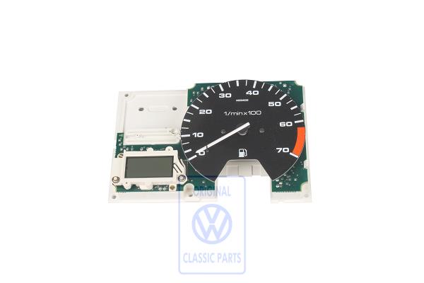 Multi-function indicator with rev.counter and electr.control unit (printed circuit) with plate for oil pressure-, water temperature and water level control AUDI / VOLKSWAGEN 193919044R