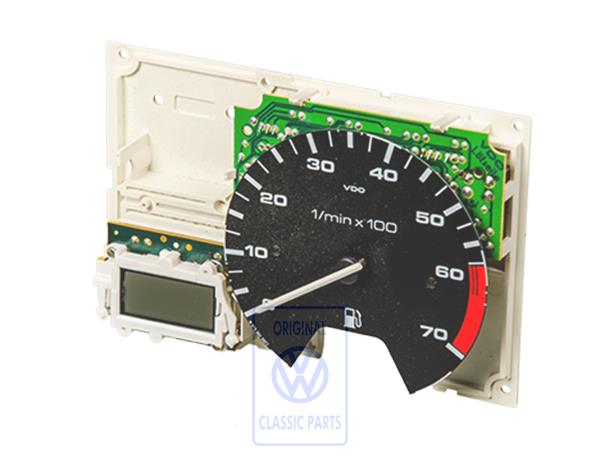 Rev.counter with digital clock and electr.control unit (prin- ted circuit)with plate for oil pressure, water temperature and water level control AUDI / VOLKSWAGEN 193919253