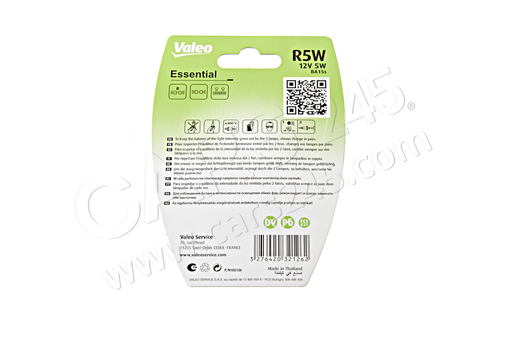 Bulb R5W ,in package 2 psc. VALEO 032126 5