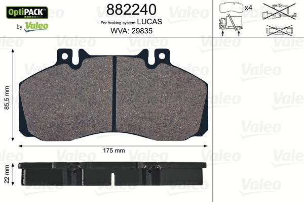 Brake Pad Set, disc brake VALEO 882240
