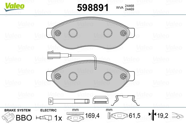 Brake Pad Set, disc brake VALEO 598891