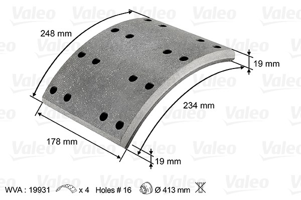 Brake Lining Kit, drum brake VALEO 219801