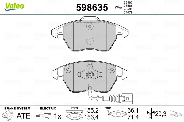 Brake Pad Set, disc brake VALEO 598635