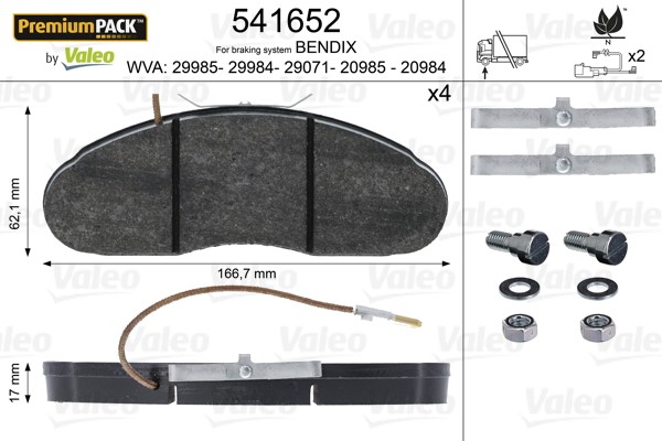 Brake Pad Set, disc brake VALEO 541652