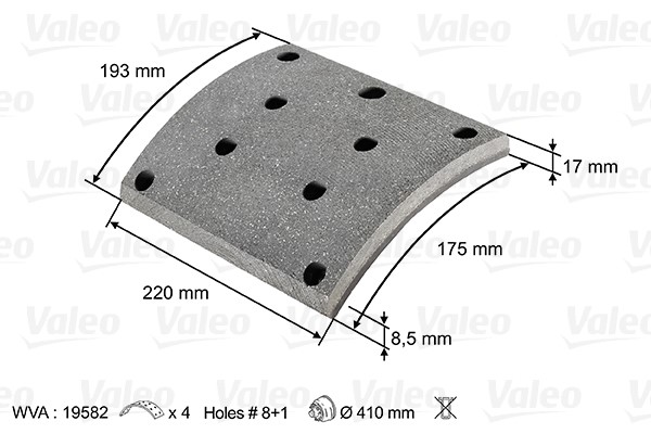Brake Lining Kit, drum brake VALEO 219800 2