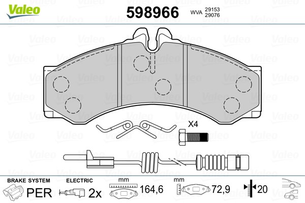 Brake Pad Set, disc brake VALEO 598966