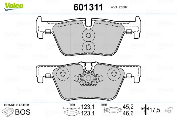 Brake Pad Set, disc brake VALEO 601311