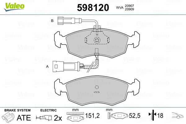 Brake Pad Set, disc brake VALEO 598120
