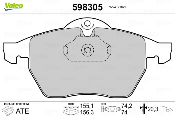 Brake Pad Set, disc brake VALEO 598305