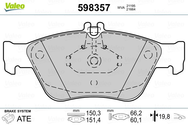 Brake Pad Set, disc brake VALEO 598357