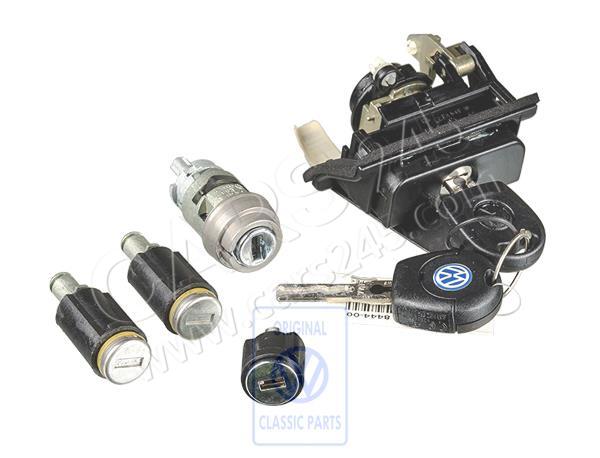 1 lock cylinder set for door handle, rear flap and ignition starter switch Volkswagen Classic 6K0898375Q
