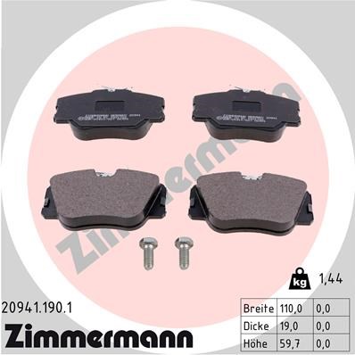 Brake Pad Set, disc brake ZIMMERMANN 209411901