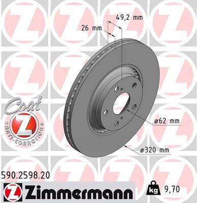 Brake Disc ZIMMERMANN 590259820